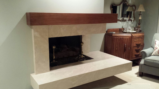 "Crema Marfil" Marble Fireplace